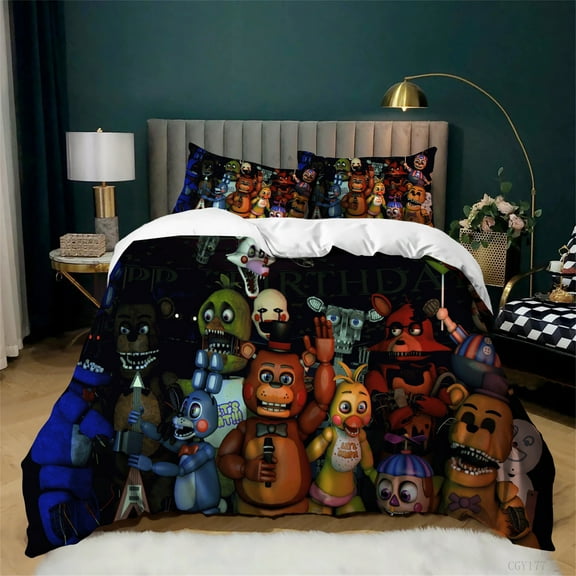 Teen Five Nights at Freddy's Duvet Cover Set Twin Size Light-Weight Bedding Set for All Season Ultra Soft Quilt Cover with 2 Pillow Shams