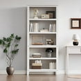 thumbnail image 4 of GAOMON Bookcases, White, 71.3" Tall, Narrow 5-Tier Bookshelf, Adjustable Shelves, Wooden Legs, Space-Saving Vertical Storage, Farmhouse Style, 4 of 8