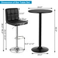 thumbnail image 2 of Gymax Ensemble de 3 Tables de Pub Table de Bar Ronde 24 Pieds' et 2 Tabourets de Bar Réglables Noir, 2 of 10