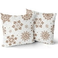 thumbnail image 2 of Brown White Snowflakes Winter Christmas Pillow Covers 20x20 Set of 2 Xmas Snow Holiday Decoration Print Decorative Outdoor Pillowcases Seasonal Farmhouse Throw Cushion Case Decor for Couch Sofa Bed, 2 of 6