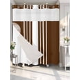 thumbnail image 4 of Brown White Stripe No Hook Shower Curtain Waterproof, Bathroom Curtains with Snap in Liners and See Through Top Window, Modern Rustic Vertical Striped Hotel Style Bathtub Curtains Shower 72"Wx78"L, 4 of 8