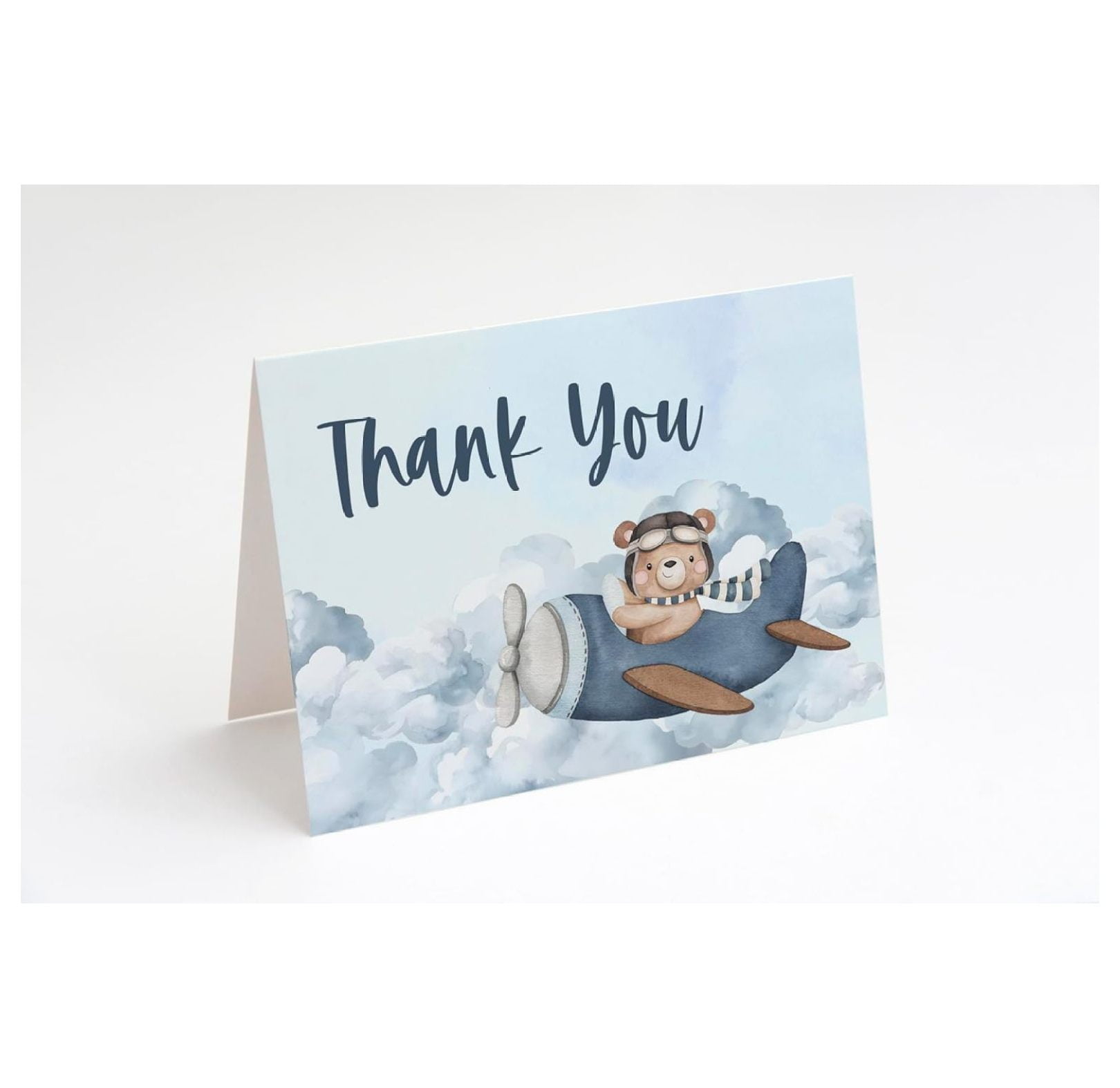 Adventure Awaits Baby Shower Thank You Cards Teddy Bear Airplane Notes With Envelopes (24 count)