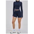 thumbnail image 3 of PISONIC Womens Two Piece Tracksuit Set Long Sleeve Zipper Jacket with Athletic High Waist Shorts Workout Outfit, 3 of 7