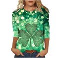 thumbnail image 2 of successthop Green 3/4 Womens Shirts Casual St Patricks Day Plus Size with Crew Neck Polyester Casual St. Patricks Day Blouse Tops for Irish Themed Gifts 3XL, 2 of 5
