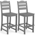 thumbnail image 1 of Gymax Tabouret de Bar en HDPE avec Dossier et Repose-Pieds - Ensemble de 2, Gris, 1 of 10
