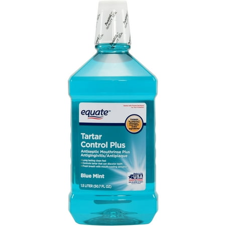(2 pack) Equate Tartar Control Plus Mouthwash, Blue Mint, 1.5 (Best Mouthwash For Tartar Removal)
