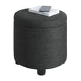 thumbnail image 2 of Designs4Comfort Pouf de Rangement Rond d'Accent avec Couvercle Réversible en Tissu Gris, 2 of 7