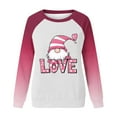 thumbnail image 4 of Women Valentines Day Sweatshirts Long Sleeve Hearts Letter Printed Color Block Raglan Pullover Crewneck Cute Tops (XL, Pink D), 4 of 5