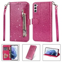 Allytech Glitter Case for Samsung Galaxy S25, Bling PU Leather Flip Folio Stand Cards Holder Anti-Scratch Shockproof Bumper Wallet Case Cover for Galaxy S25 - Rose