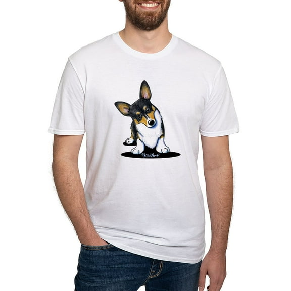 CafePress - Kiniart Tricolor Corgi Fitted T Shirt - Fitted T-Shirt, Vintage Fit Soft Cotton Tee