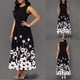 thumbnail image 2 of Moda versátil sin mangas posicionamiento vestido estampado gran falda oscilante Eccomum  Negro XL, 2 of 4
