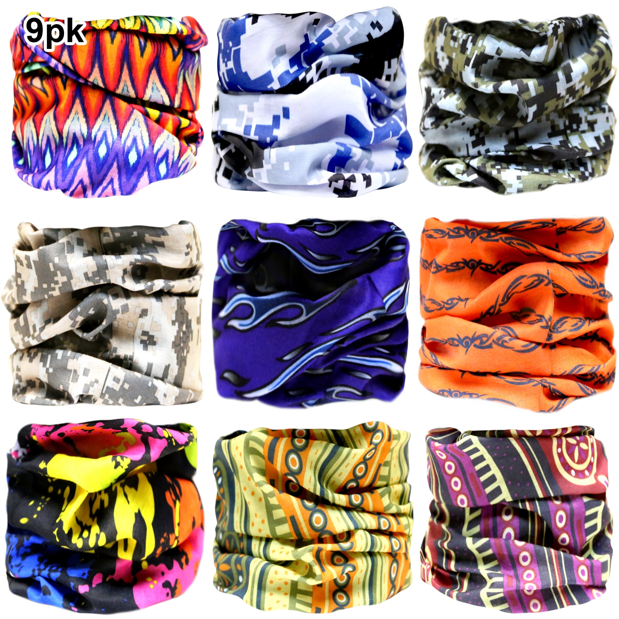 AMACA Multi-Purpose Face Cover-Neck Gaiter-Bandana with Filters-20 Pack Men//Women