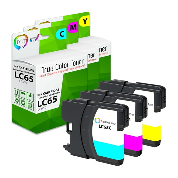 TCT LC65 Color Ink Cartridge 3 Pack - Compatible With Brother LC-65 LC65C LC65M LC65Y