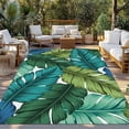 thumbnail image 2 of Summer Tropical Leaves Outdoor Rug 3x5 Ft - Reversible Patio Rug Outdoor Camping Rugs, Blue Green Botanical Leaf Plants Indoor Outdoor Area Rugs, Non-Slip Outdoor Carpet Runner for Deck/Porch, 2 of 8