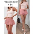 thumbnail image 5 of FEOYA Women's Y2K Lace Mini Skirt Ladies Layered Mini Skirt High Waist Ruffle Boho Skirt Micro Mesh Tiered Skort A Line Streetwear Skirts M, 5 of 7