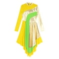 thumbnail image 5 of Yeahdor Women's Lyrical Praise Dance Dress Color Block Long Sleeve Church Worship Liturgical Dancewear Yellow S, 5 of 7