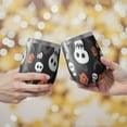 thumbnail image 2 of 12oz Stemless Wine Tumblers Black Halloween Pumpkin Faces Vacuum Insulated Stainless Steel Travel Tumbler Cups Mug with Lid and Straw for Champaign,Cocktail,Beer with Cleaning Brush, 2 of 5