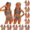 thumbnail image 2 of CCRFTGI Girls Swimsuit Size 6-7 Two Piece Sets Swimming Bathing Suits Beach Holiday Striped Girls Bikini Cute Summer Girls Fashion Swimsuits Swimwear Pink 1-2 Years, 2 of 9