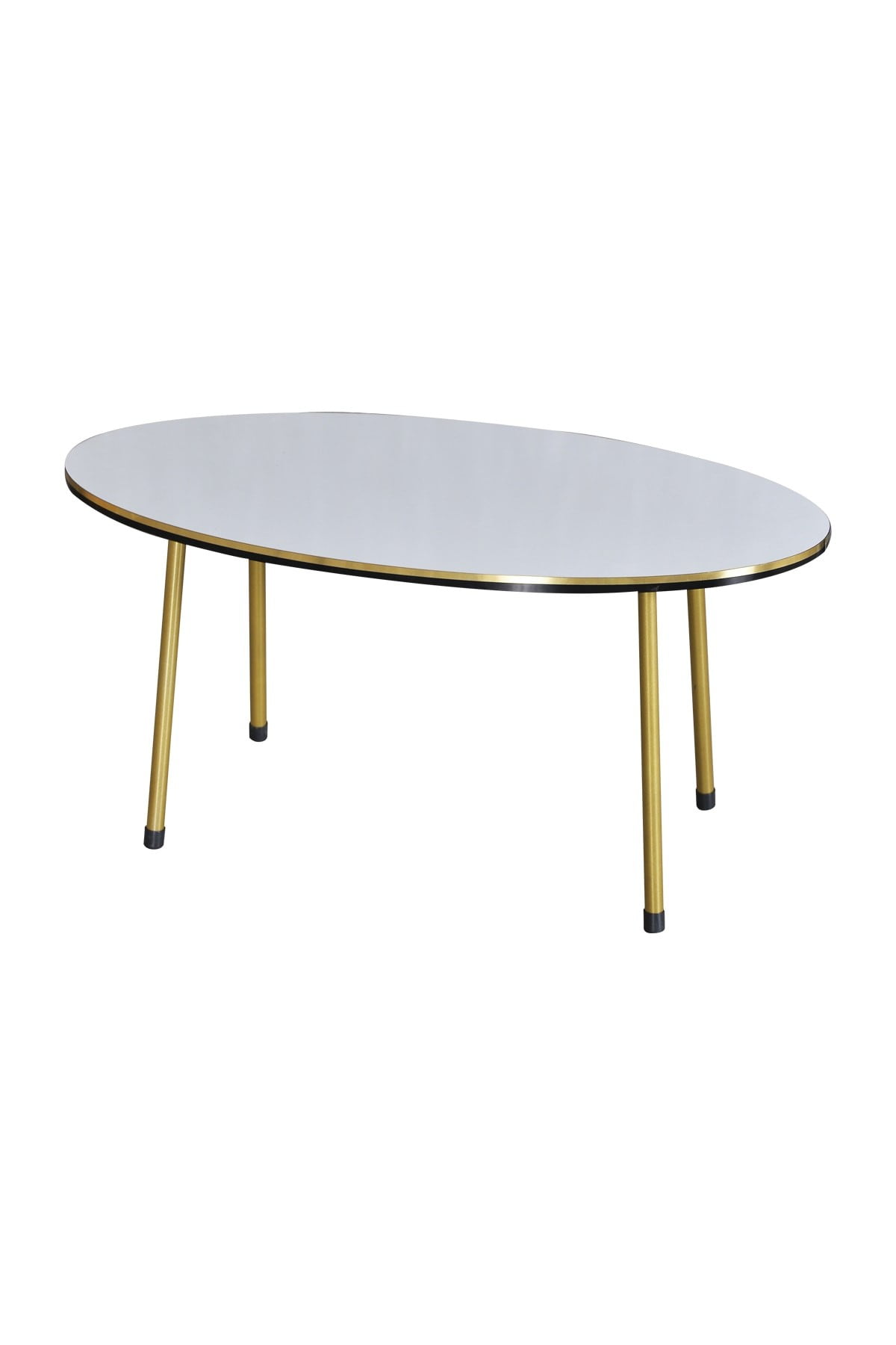 White Oval Coffee Table with Gold Metal Legs,White Coffee Table with