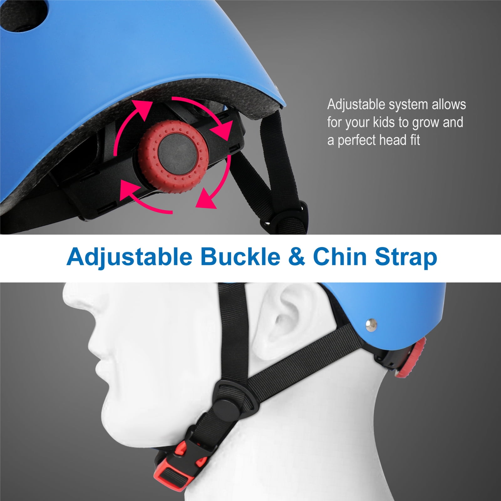 KAMUGO Helmets for Kids Set, Kids Safety Helmet and Sport Knee and Elbow Pad ,Blue