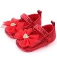 thumbnail image 4 of FAOWME Baby Girl Shoes Comfortable Butterfly-knot Fashion First Walkers Kids Shoes Red 0~6 Months, 4 of 4