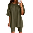 thumbnail image 2 of Workout Sets for Women Shorts Short Sleeve Crewneck Oversized T Shirt and Legging Shorts 2 Piece Matching Set Gym Yoga Set, 2 of 5