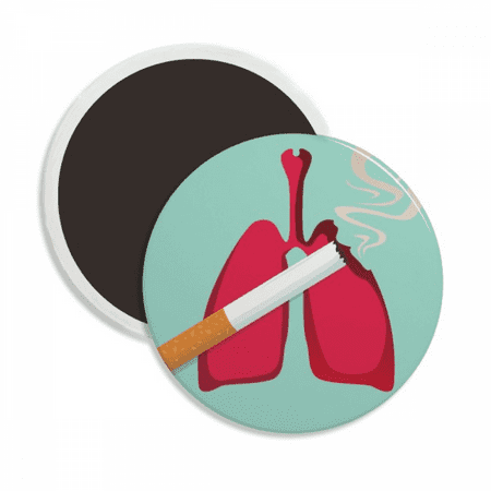 

Logo Cigarette Damage The Lung Round Ceracs Fridge Magnet Keepsake Decoration