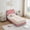Pink, variant on Twin Bed Frame with LED Lights, Upholstered Platform Bed Frame with Headboard and Strong Wooden Slats, No Box Spring Needed, Easy Assembly, Light Pink