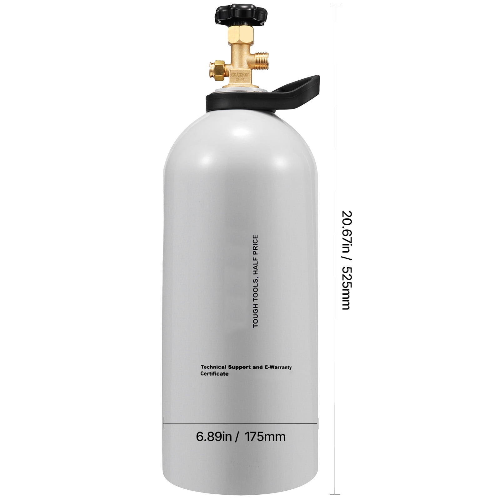 KFFKFF CO2 Container, 10 lbs Fresh Aluminum Alloy Canister, CO2 Air Canister with Gentle Spray Finish, CGA320 Valve, Handle & Variable Pressure, DOT Certified Canister for Draft Beer Serving