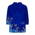 thumbnail image 5 of Ruyang 3/4 Sleeve Shirts for Women Bell V Neck Graphic T Shirts Button Pleated Boho Tops Elegant Vintage Floral Blouse, 5 of 5