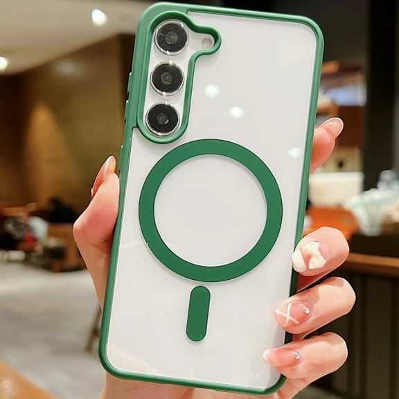 Jiahe Cover for Samsung Galaxy S22 Ultra, Compatible with MagSafe Case,Slim Shockproof TPU Bumper Anti-Scratch Acrylic Matte Transparent Case Cover, darkgreen