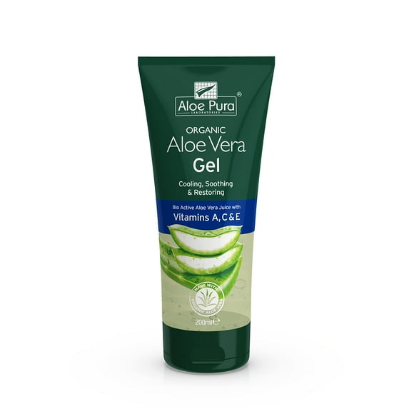 Gel de aloe vera orgánico Aloe Pura con vitamina A, C y E, 200 ml