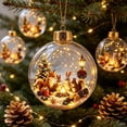 thumbnail image 5 of Vintage Christmas Scene Printed Ball Ornament, Winter Train Santa Cabin Wildlife Round Bauble, Hanging Decoration for Christmas Tree Holiday Home Mantel Display,Z006, 5 of 8