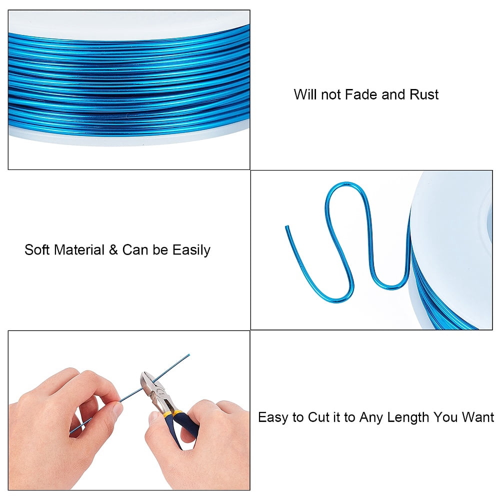 DIY Jewelry Kits with Aluminum Wire and Iron Side Cutting Pliers Dodger Blue 1mm 23m/roll 6rolls/set