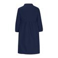 thumbnail image 5 of BLVB Womens V Neck Cotton Casual Loose Tunic Summer Fall Dresses Beach Sundress Vacation Dress 3/4 Sleeve Pocket, 5 of 6