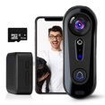 thumbnail image 1 of Cámara de timbre con video 1080P HD con tarjeta SD de 32 GB, sin tarifa mensual, cámara de timbre inalámbrico para exteriores, audio bidireccional, WiFi 2.4G, IP65 a prueba de agua, visión nocturna, d, 1 of 5