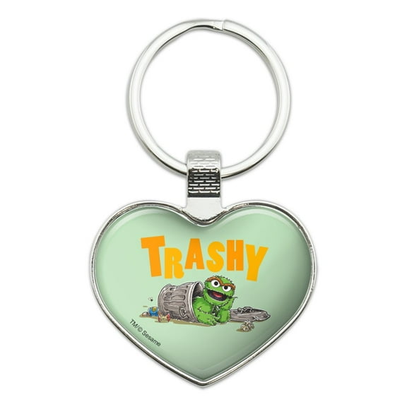 Sesame Street Trashy Oscar the Grouch Keychain Heart Love Metal Key Chain Ring