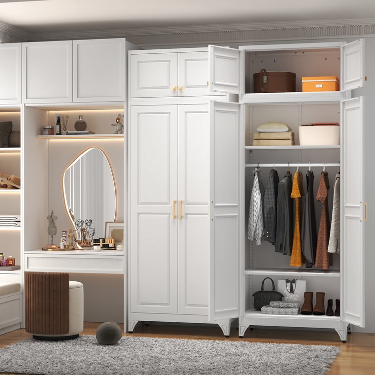Polup 86 Tall Metal Sturdy Armoire Wardrobe Closet, White Wardrobes with Doors and Shelves - Walmart.com Polup 86 Tall Metal Sturdy Armoire Wardrobe Closet, White Wardrobes with Doors and Shelves - Walmart.com