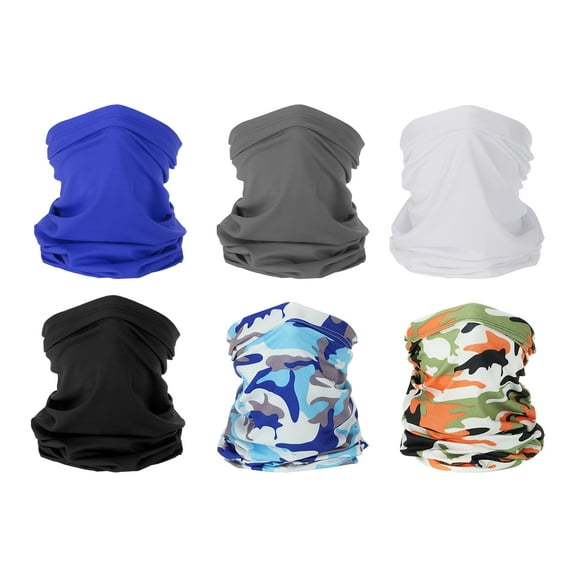 Uxcell Neck Gaiter, 6 Pack Breathable Cooling Face Cover Scarf for Cycling Running, Multicolored