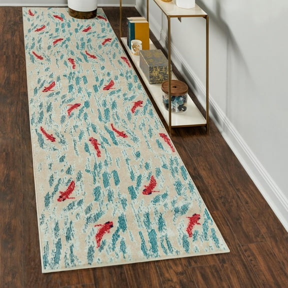 Unique Loom Positano Collection Area Rug - Shoal (2' 7" x 10' Runner Beige/Blue)