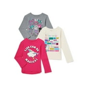 365 Kids From Garanimals Long Sleeve Graphic Relaxed Fit T-Shirt (Big Girls or Little Girls) 3 Pack