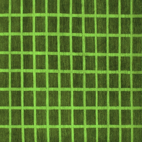 Ahgly Company Indoor Square Checkered Green Modern Area Rugs, 3' Square