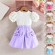 thumbnail image 5 of Odeerbi 18M-8Y Niñas Trajes de Verano Tops de Manga Corta de Algodón Con Falda Plisada Conjunto de Dos Piezas Falda Con Lazo Conjunto de Dos Piezas Falda Con Lazo, 5 of 5