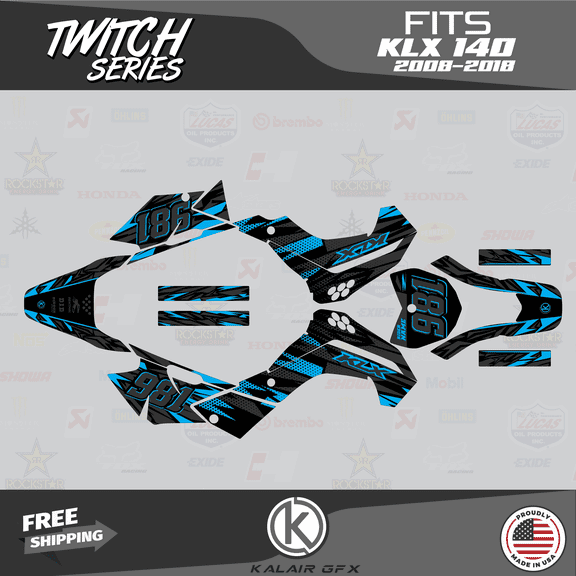 Kalair GFX Graphics Kit for Kawasaki KLX140 (2008-2018) Twitch Series