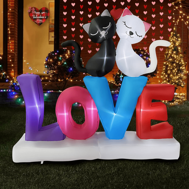 6 FT Valentine Inflatable Love selling Letters with Couple Cats