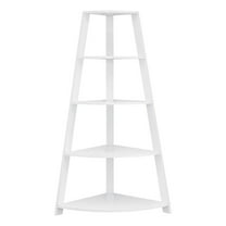 Monarch Specialties Bookshelf, Etagere, Corner, 4 Tier, 60"H, Office, Bedroom, White Laminate