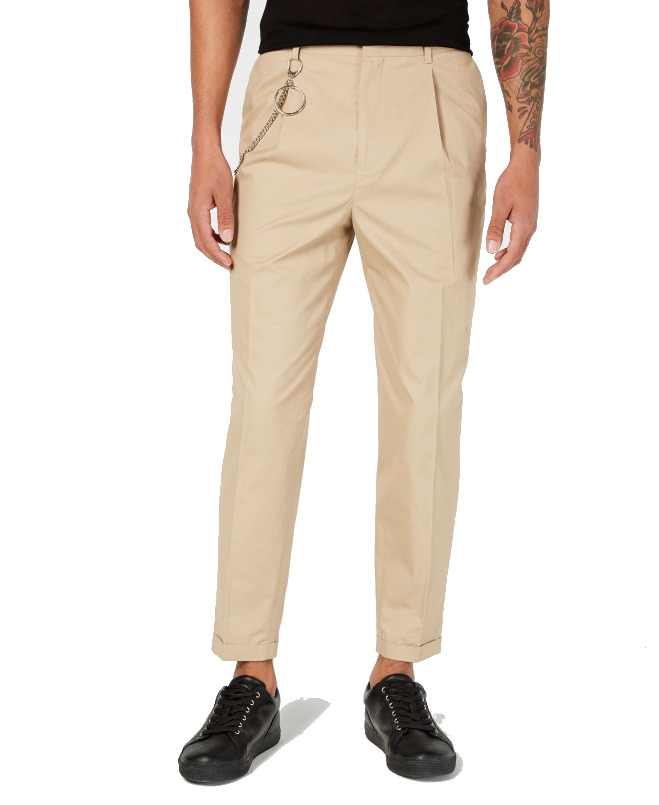 INC Pants Men's Pants Beige 38X27 Regular Fit Cuffed Tapered Dress