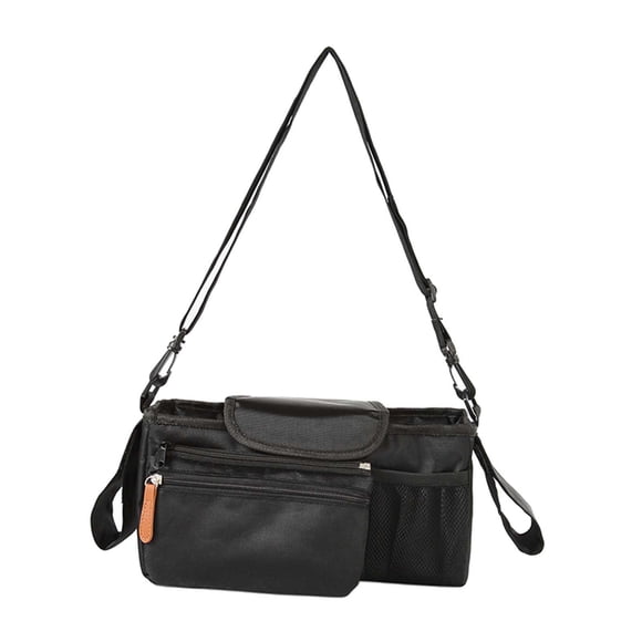 Bolsa colgante para cochecito de bebé, organizador de bolso para cochecito, resistente, bolsa de pañales para cochecito Negro