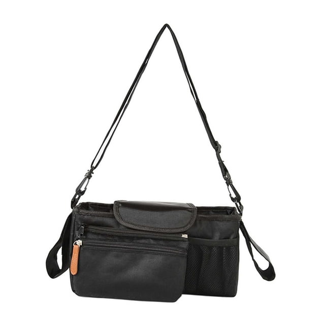 Bolsa colgante para cochecito, bolsa de almacenamiento para cochecito, cochecito ligero de gran capacidad, bolsa de pañales, organizador para compras Negro
