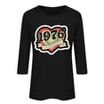 thumbnail image 3 of Uootdi Hauts pour Femmes Manches 3/4 Col Rond Imprimé Arc-en-Ciel Rétro 1976 Coupe Décontractée T-Shirts Nostalgiques d'Été Cadeau, 3 of 4